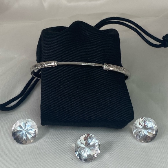 925 STERLING SILVER VINTAGE twisted textured bangle bracelet - Picture 7 of 10